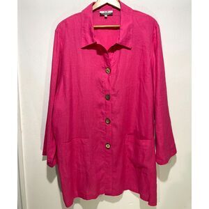 AP Collection California linen button up shirt tunic VTG USA made pink women 3X